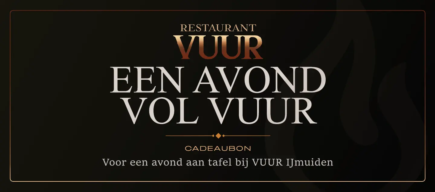 Voorkant van de VUUR-cadeaubon met de tekst Een avond vol vuur.